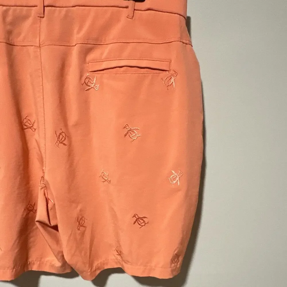 Original Penguin Men’s Orange Chino Shorts Embroidered Stretch Pockets 9